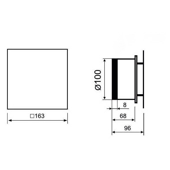 Вентилятор накладной энергосберегающий бесшумный MMotors JSC MMP-06 100 UE 5.5Вт ТН (Таймер, датчик влажности) Стекло/Квадрат Золото