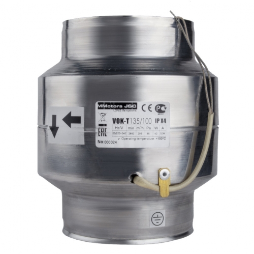 Канальный высокотемпературный жаростойкий вентилятор Mmotors вок 135/100 т(+150°С)