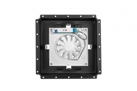 Решетка скрытого монтажа FoZa ПОД ПЛИТКУ 207х207 с вентилятором 100СНК, обратный клапан, таймер+датчик влажности, черная, 100мм